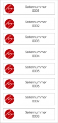 Aufkleber mit Seriennummer