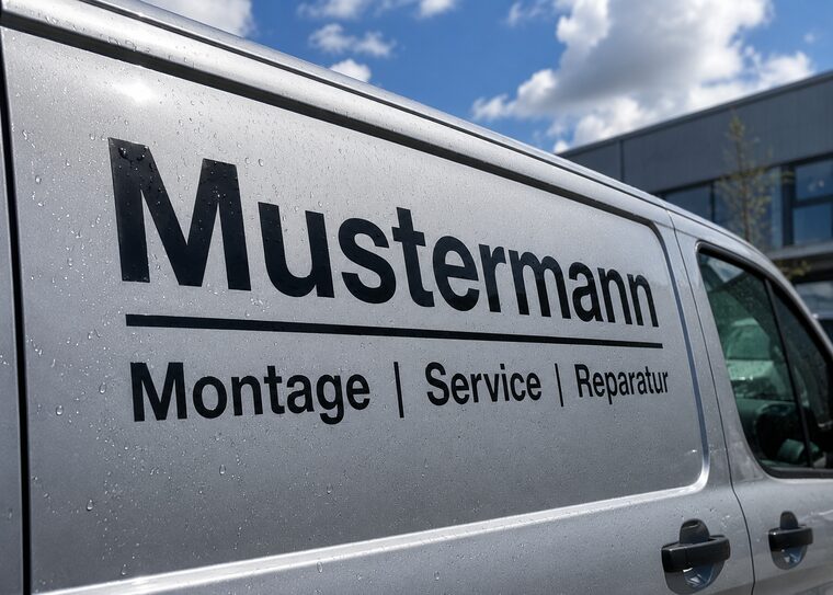 Privater Schriftzug aus Klebebuchstaben am Auto