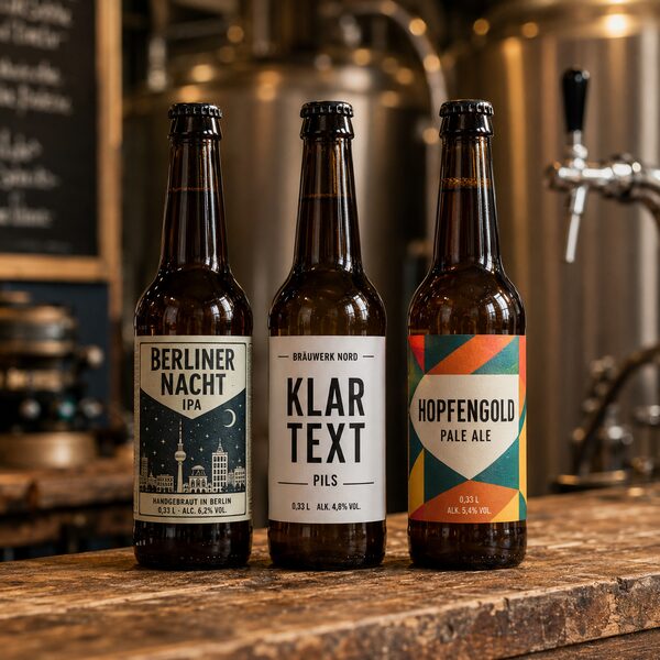 Craft-Beer-Flaschen mit individuellen Etiketten - Getränkeetiketten von Typographus