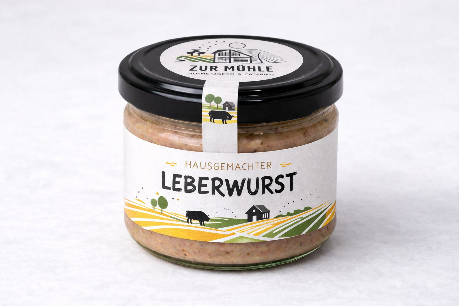 Frischesiegel auf Leberwurst-Glas – Hofmetzgerei Gewährverschluss Etikett individuell