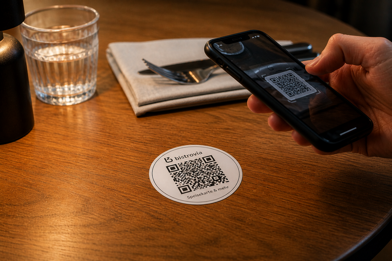 QR-Code Aufkleber für Restaurant-Tische