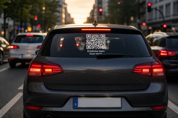 Werbe-QR-Code an Heckscheibe