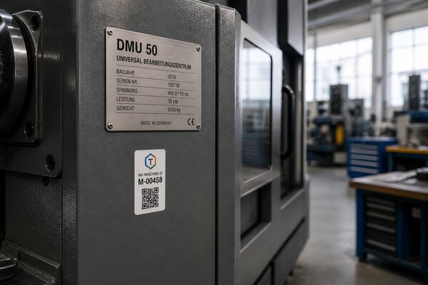 QR-Code Anlagenetikett auf Maschine