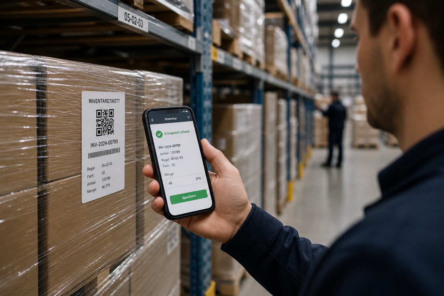 Inventur-Etikett mit QR-Code