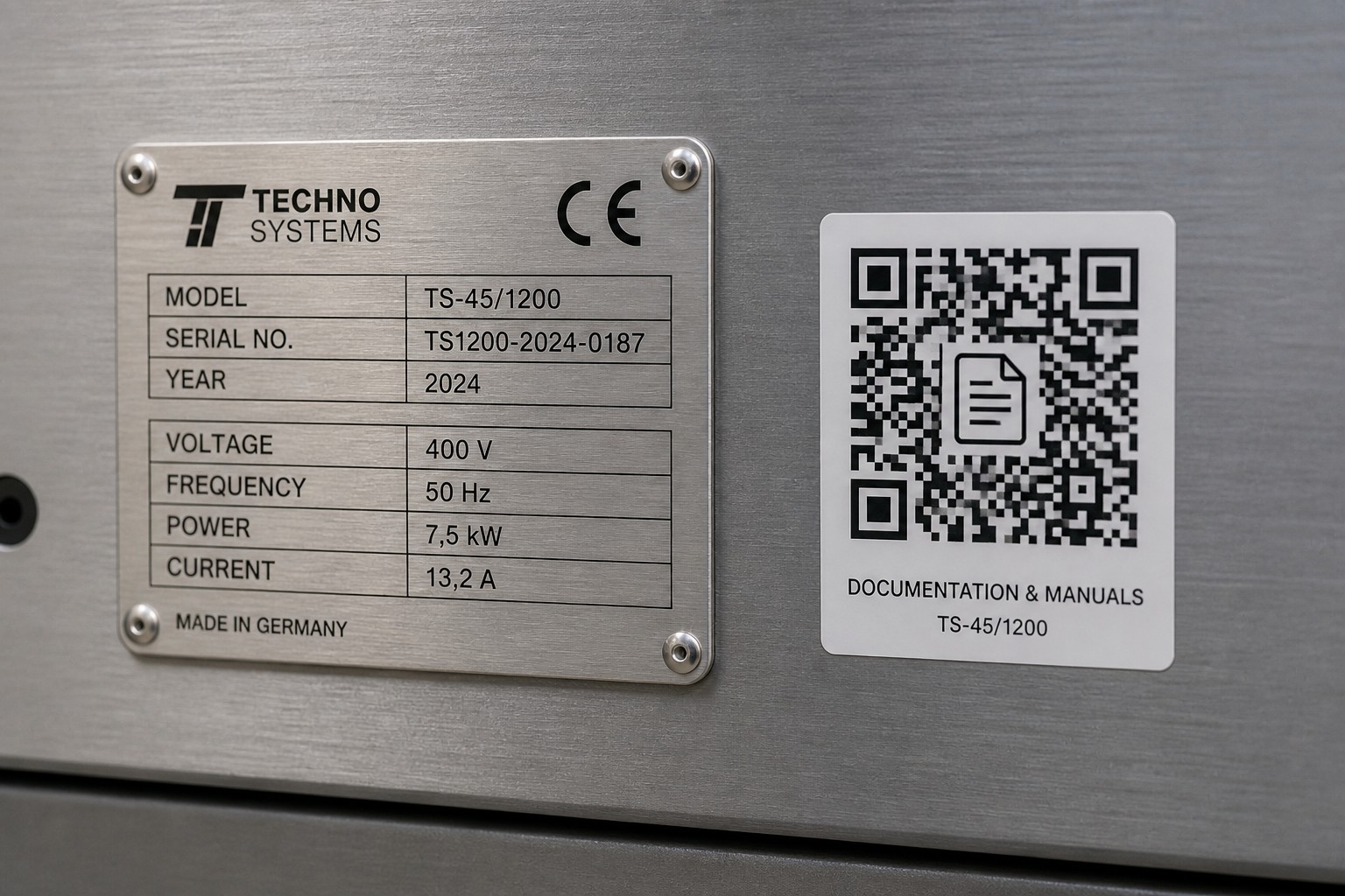 QR-Code Typenschild auf Maschine