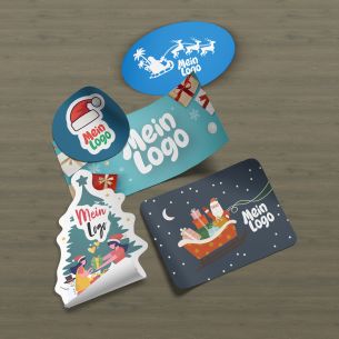 Weihnachtsaufkleber mit Firmenlogo