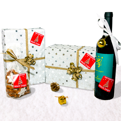 Weihnachtsaufkleber mit Firmenlogo 