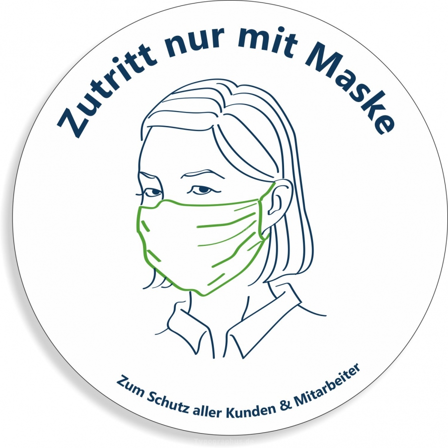 Maskenpflicht Hygiene-Hinweis Aufkleber nur mit Mundschutz Zutritt A4 Infektion 
