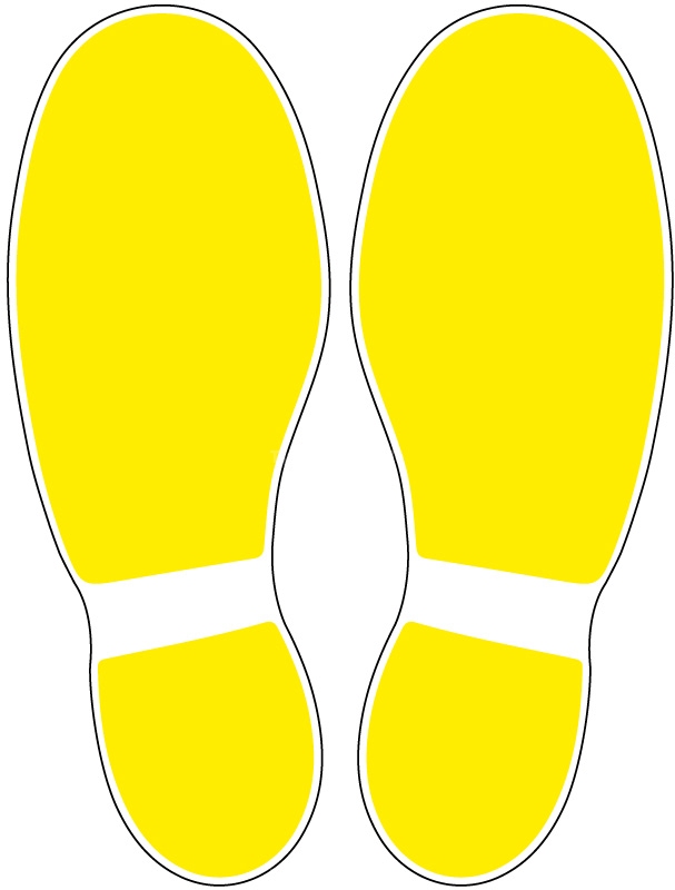 Fußbodenaufkleber Schuhabdruck Gelb M100