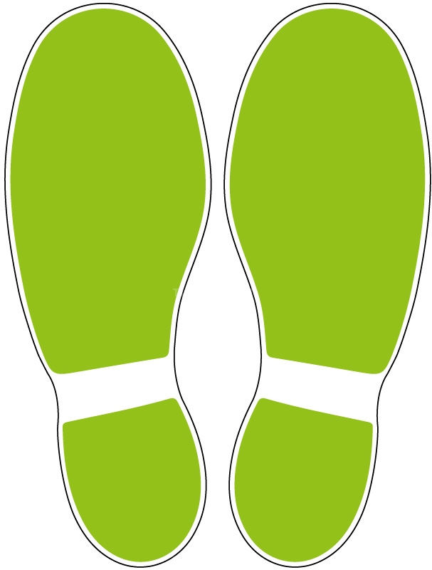 Fußbodenaufkleber Schuhabdruck Hellgrün M100