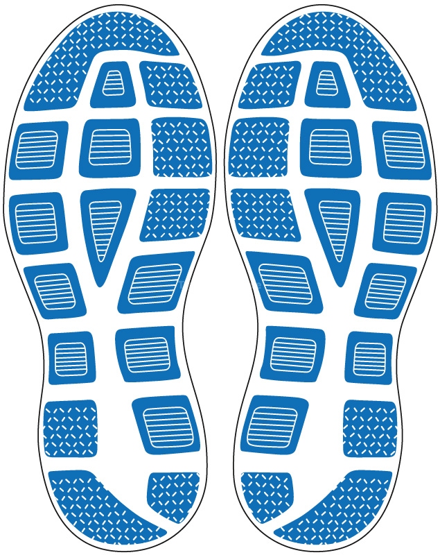 Fußbodenaufkleber Schuhabdruck Sport Blau M105