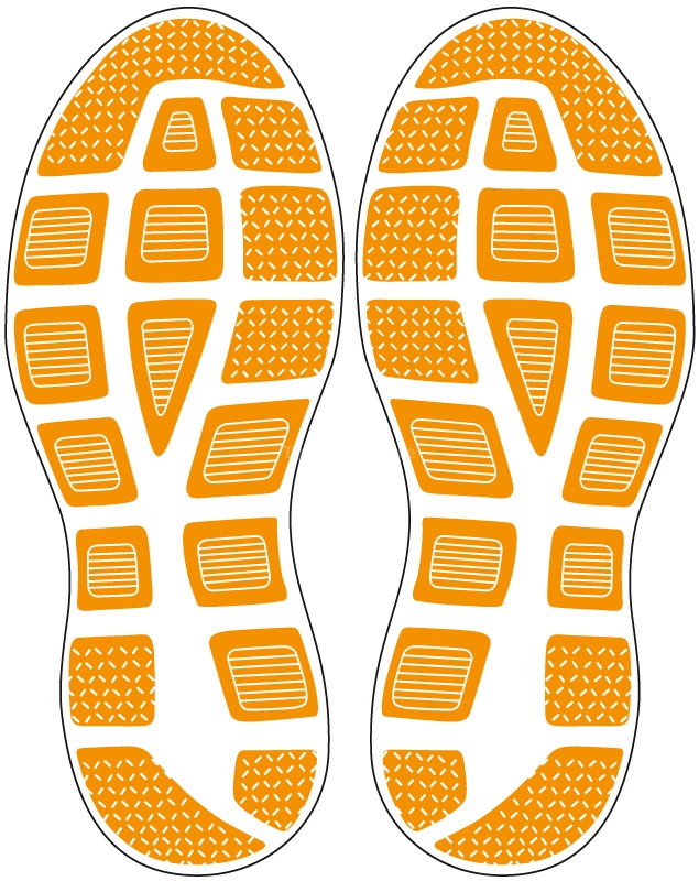 Fußbodenaufkleber Schuhabdruck Orange M105