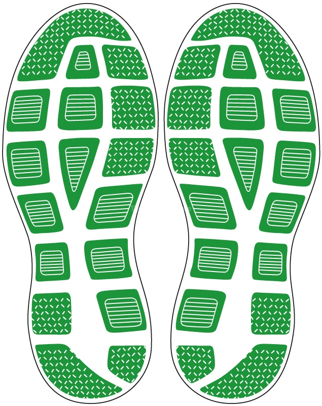 Fußbodenaufkleber Schuhabdruck Sport Grün M105
