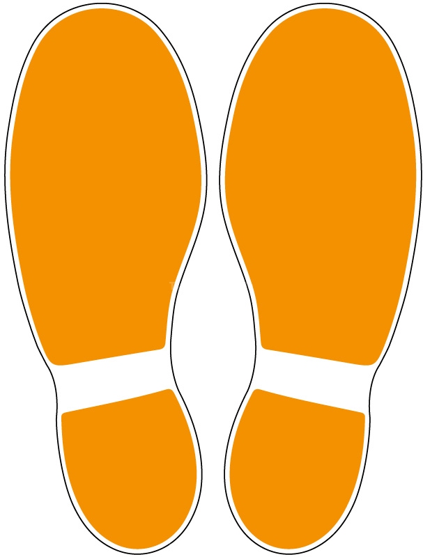 Fußbodenaufkleber Schuhabdruck Orange