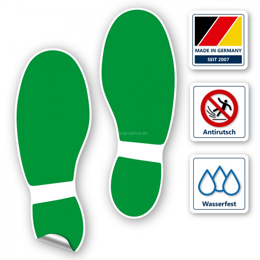 Fußbodenaufkleber Schuhabdruck Grün