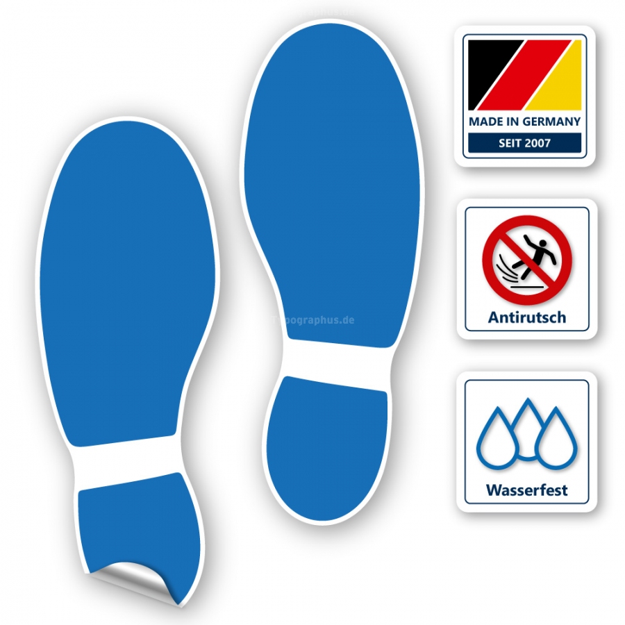 Fußbodenaufkleber Schuhabdruck Blau