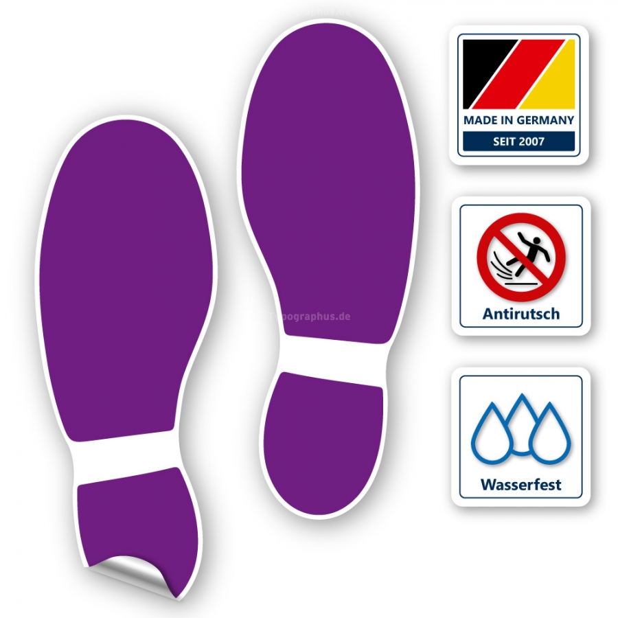 Fußbodenaufkleber Schuhabdruck Violett