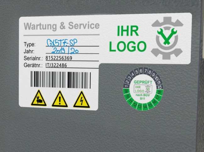 Individuelle Pr&uuml;fplaketten mit Wunschtext & Logo